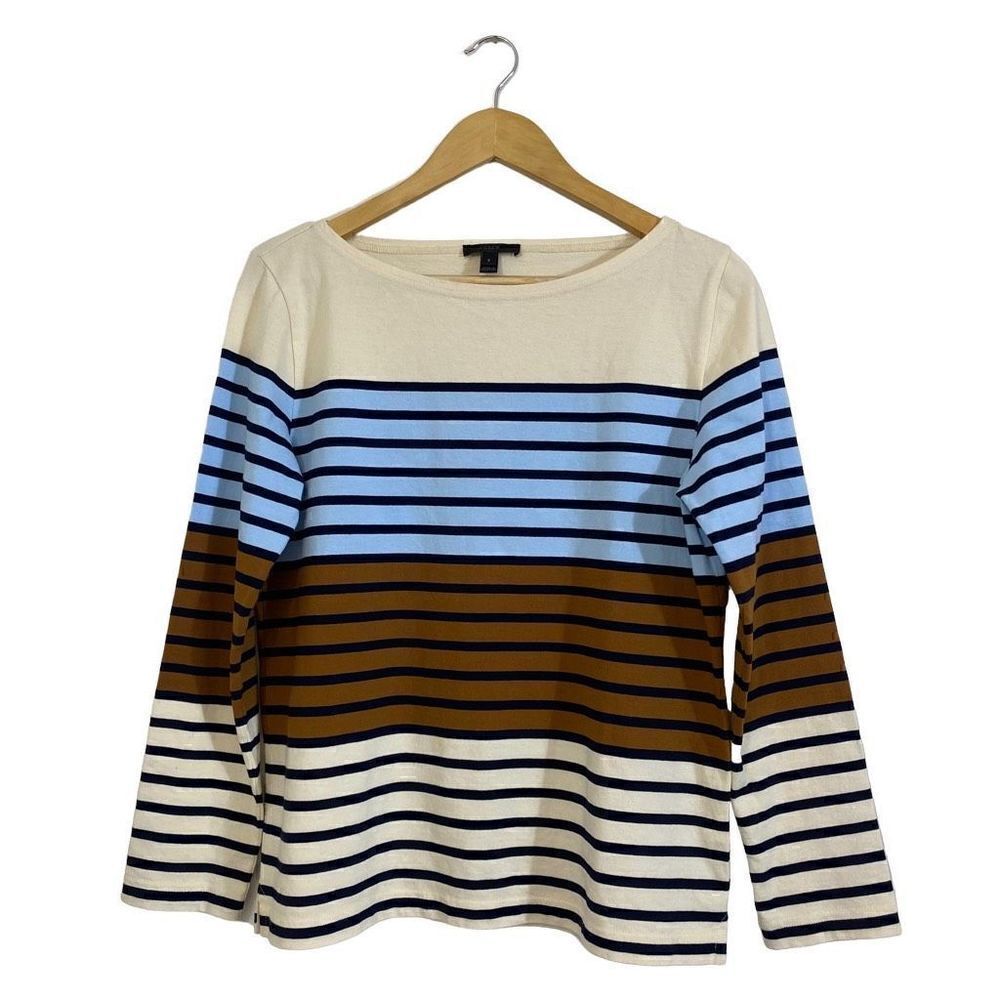 J.crew multistriped boatneck striped top tee small‎